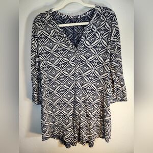 Lucky Brand Geometric Patterned Tunic Top Sz 1X